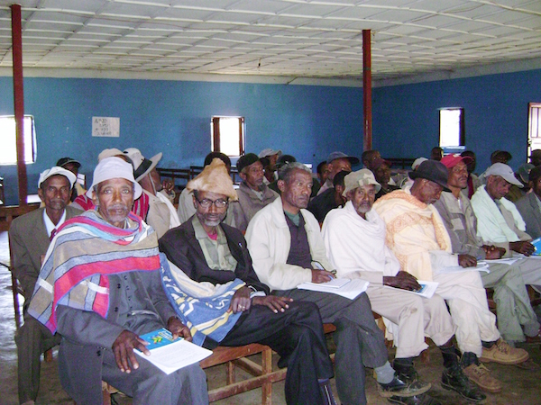 Sheka community leaders assemble for a capacity-building meeting with Melca. © MELCA Ethiopia
