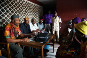 A chief's court, in session. Kenema, Sierra Leone.